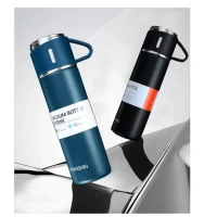 Double Wall Stainless Steel Thermo 500ml Vacuum Insulated Bottle With 3 Cup