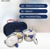 FALCON Falcon Stainless Steel Eco Nxt Lunch Box, 2 Containers with Insulated Bag