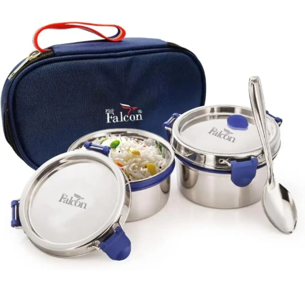 FALCON Falcon Stainless Steel Eco Nxt Lunch Box, 2 Containers with Insulated Bag