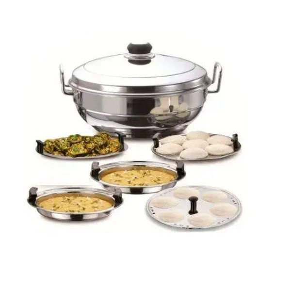 Garuda Sandwich Bottom Stainless Steel Multi Kadhai with Lid - 5 plates