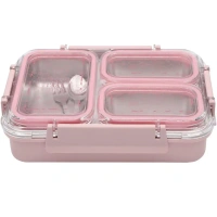 JAYPEE Stainless Exteel Three Cavity Lunch Box For Kids - Green
