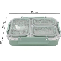 JAYPEE Stainless Exteel Three Cavity Lunch Box For Kids - Green