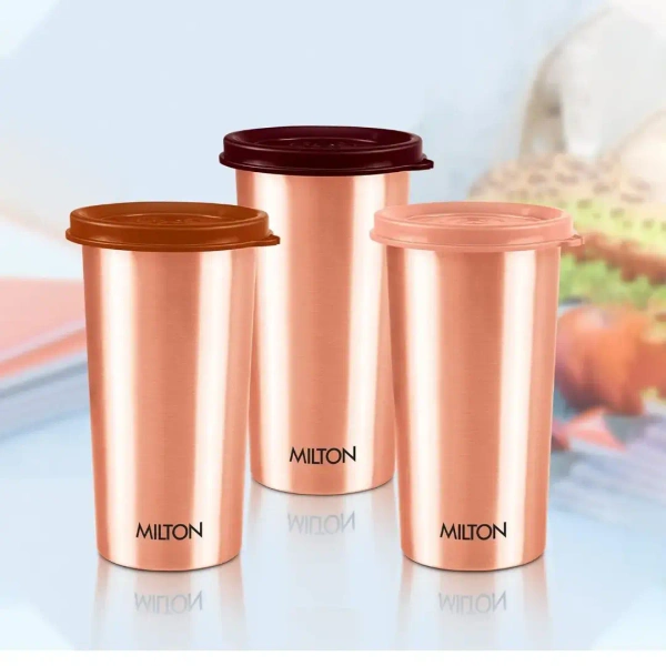 MILTON Milton Copper Drinking Water Tumbler with Lid 480 ml, - Base Variant
