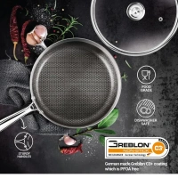 MILTON Milton Honeycomb Triply Frypan With Glass Lid - 22cm