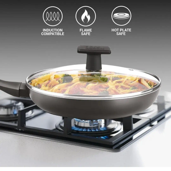 MILTON Milton Pro Cook Granito Fry Pan With Glass Lid Size 28 Cm