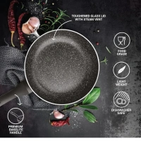 MILTON Milton Pro Cook Granito Fry Pan With Glass Lid Size 24 Cm - Base Variant