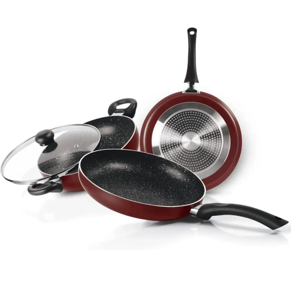 MILTON Milton Pro Cook Granito Non Stick Set of 3 With Glass Lid