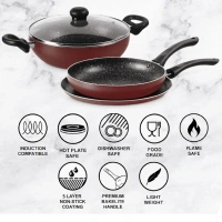 MILTON Milton Pro Cook Granito Non Stick Set of 3 With Glass Lid