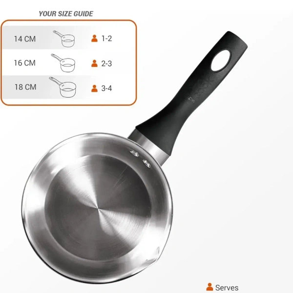 MILTON Milton Pro cook Sandwich Bottom Saucepan With Backlight Handle - 14cm