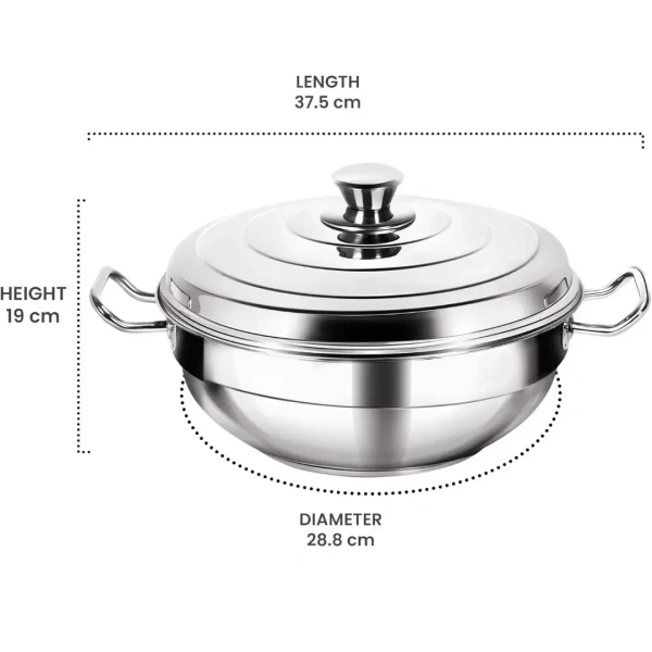 MILTON Milton Pro Cook Stainless Steel Multi Kadhai With Lid