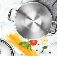 MILTON Pro cook Triply Deep Kadhai with Stainless Steel Lid 24 cm