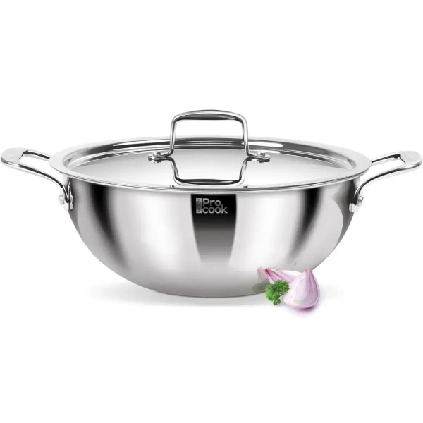 MILTON Pro cook Triply Deep Kadhai with Stainless Steel Lid 28 Cm - Base Variant