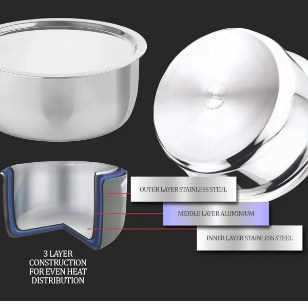 MILTON Milton Pro Cook Triply Stainless Steel Induction Tope with Lid 22 Cm - Base Variant