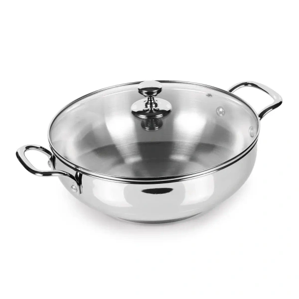 MILTON Milton Sandwich Bottom Stainless Steel Kadhai With Glass Lid - 20cm