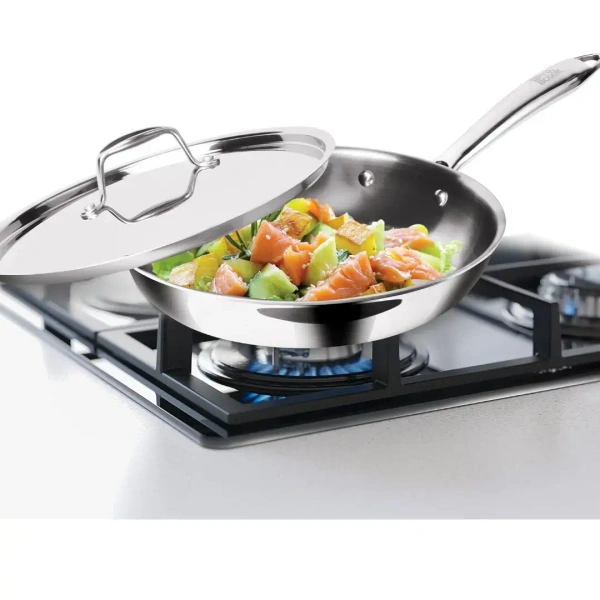 MILTON Milton Tri Ply Stainless Steel Fry Pan With S S Lid 22 - Base Variant