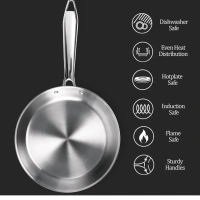 MILTON Milton Tri Ply Stainless Steel Fry Pan With S S Lid 22 - Base Variant