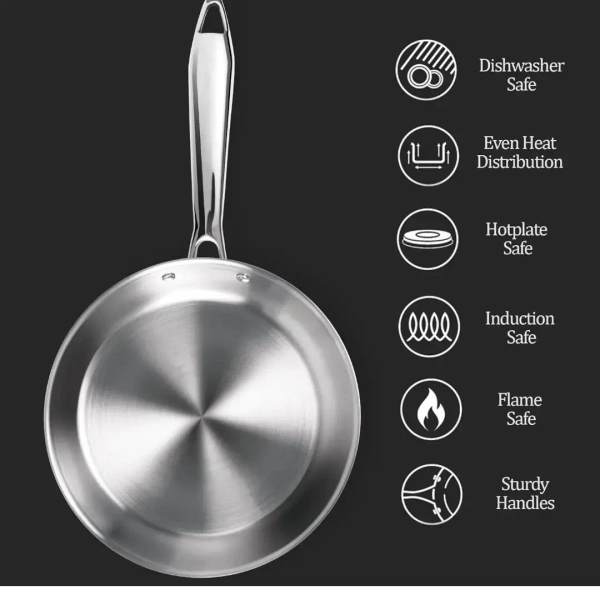 MILTON Milton Tri Ply Stainless Steel Fry Pan With S S Lid 22 - Base Variant