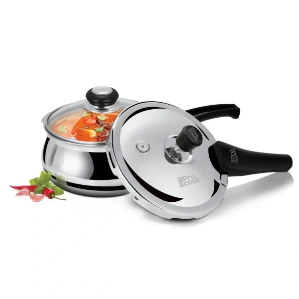 MILTON Milton Triply Handi Stainless Steel Outer Lid Cooker With Glass Lid - 3.5