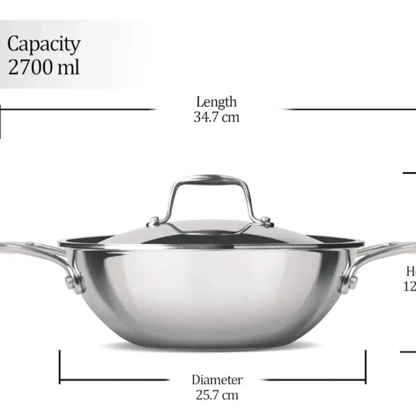 MILTON Milton Triply Stainless Steel Kadhai With Lid 24 cm