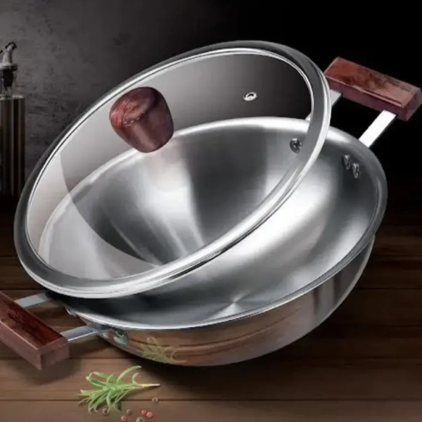 MILTON Milton Triply Wooden Handle Kadhai With Glass Lid - 20cm
