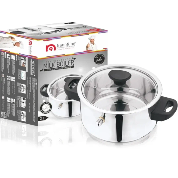 Nanonine NanoNine Stainlesss Steel Double Wall Milk Boiler - 1 Ltr