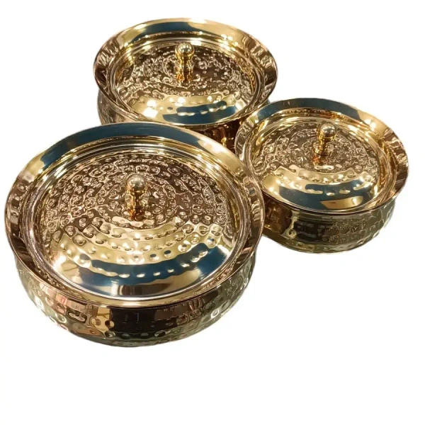 PVD Coating 3 Pcs Handi Set With Lid