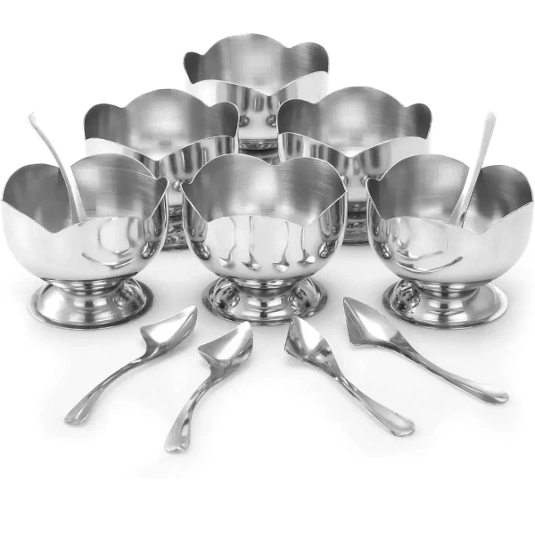 Stainless Steel Icecream Set With Spoon