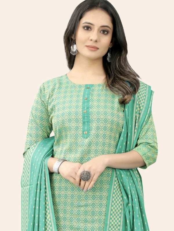 ORCHID FASHION Women Khadi Cotton Kurti Pant Dupatta Set - Neptune, M