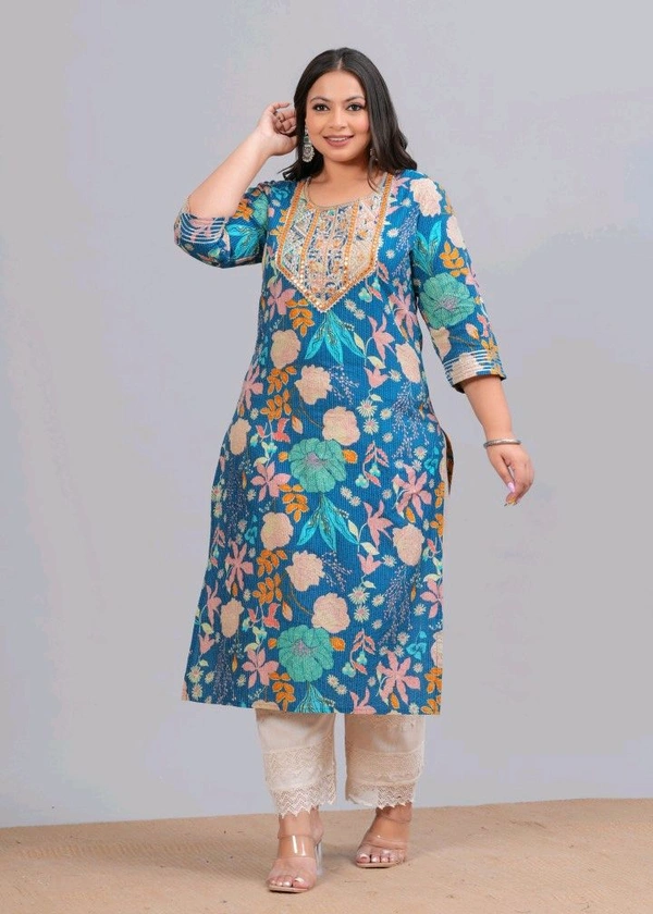 LABULY
Women Embroidered Pure Cotton Straight Kurta - 8XL