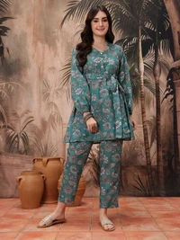 Sangria Floral Print 2-Piece Co-Ords - XL