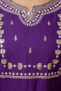 River Of Cloth River of cloth Embroidery Straight Kurta Set Embroidered Kurta, Trouser/Pant & Dupatta Set - 3XL