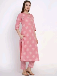 Yuris Women Pink & White Printed Kurta with Palazzos & Dupatta - S