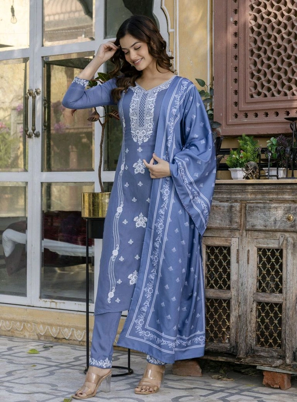 Trendz Tycoon Printed Kurta, Salwar & Dupatta Set - S