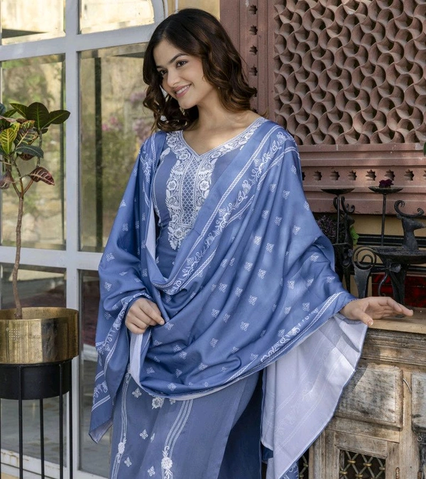 Trendz Tycoon Printed Kurta, Salwar & Dupatta Set - M