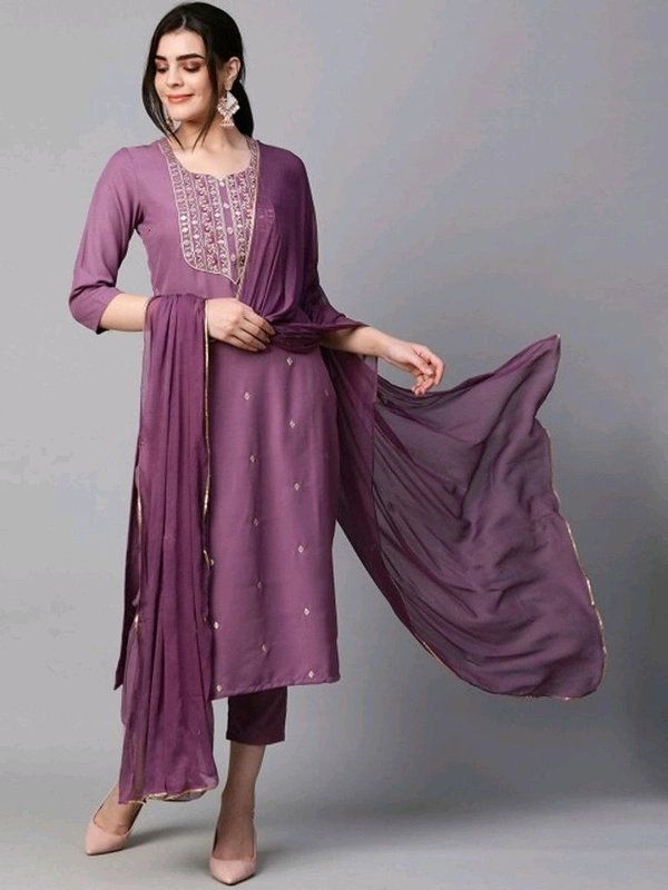 Zinariya Fab Self Design Kurta, Salwar & Dupatta Set - M