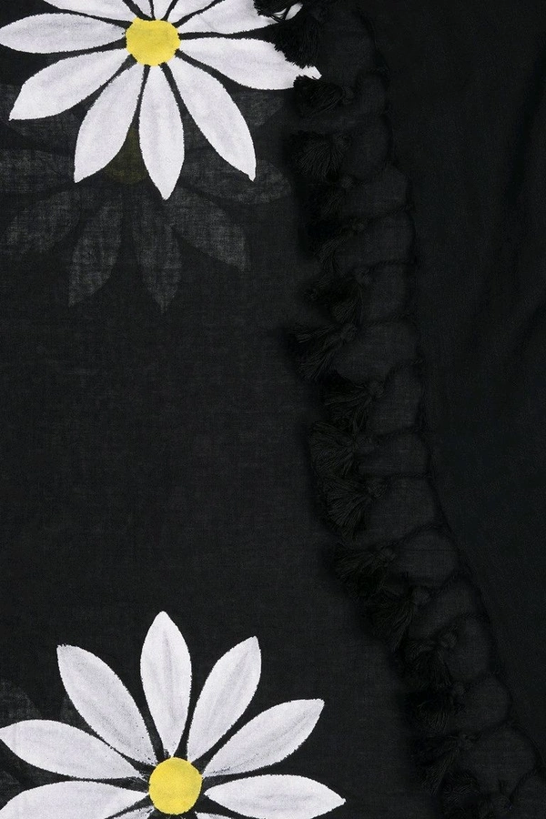 Floral Print Handloom Pure Cotton Saree (Black)