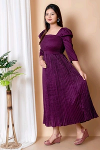 SS Fashion Women Gown Purple Maxi/Full Length Dress - M