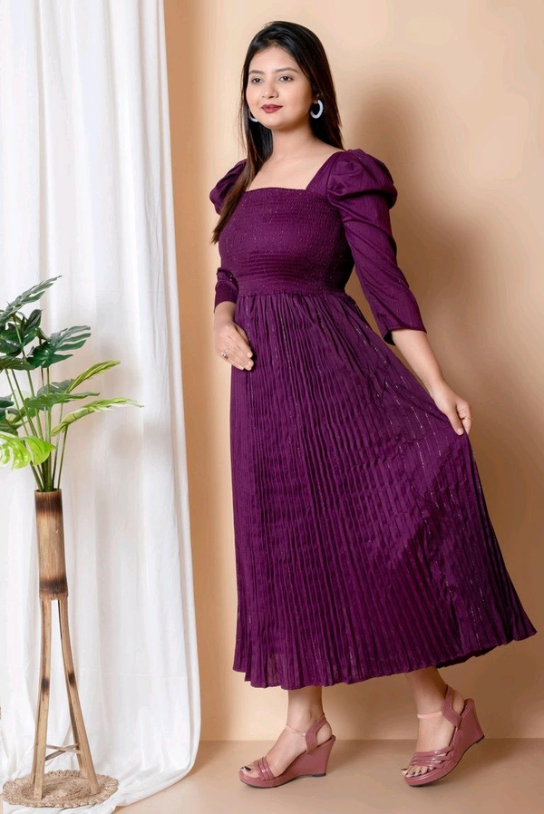 SS Fashion Women Gown Purple Maxi/Full Length Dress - M