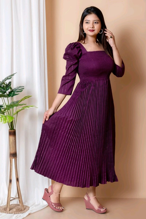 SS Fashion Women Gown Purple Maxi/Full Length Dress - M