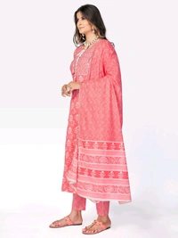 VBUYZ Women Pure Cotton Kurta Pant Dupatta Set - S