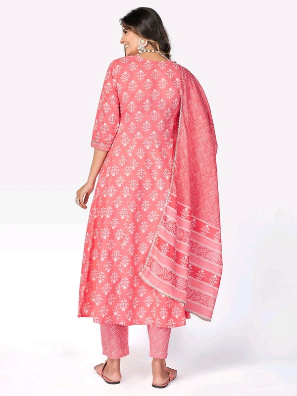 VBUYZ Women Pure Cotton Kurta Pant Dupatta Set - S