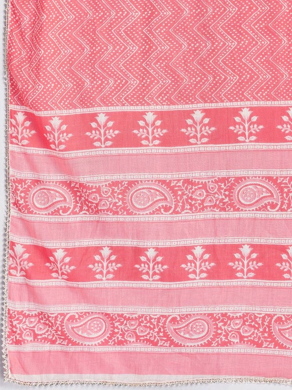 VBUYZ Women Pure Cotton Kurta Pant Dupatta Set - S