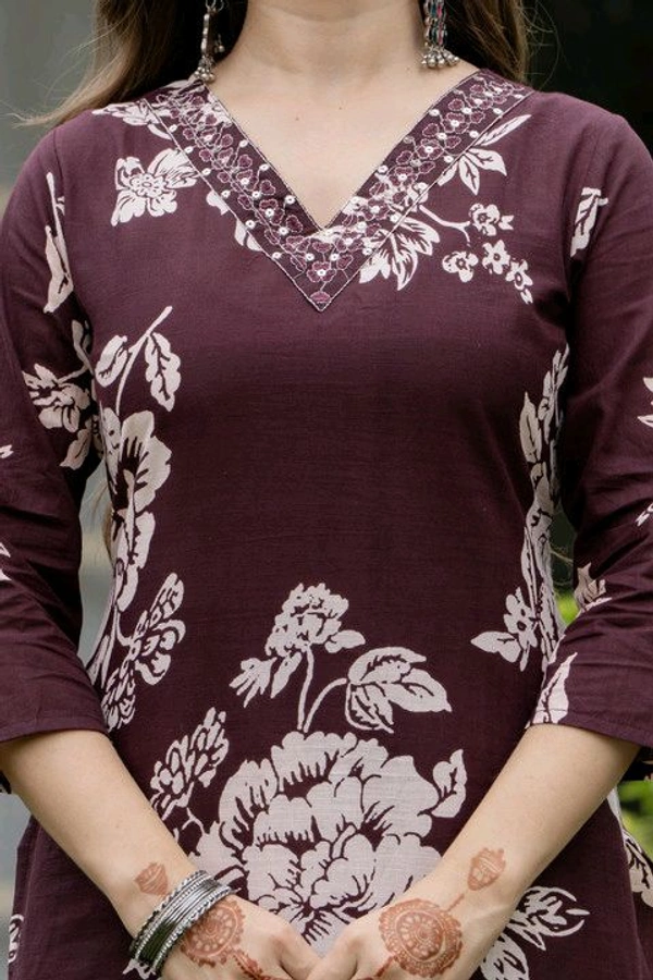 PRISCA Women Pure Cotton Kurta Pant Set - S