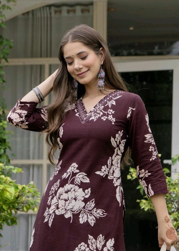 PRISCA Women Pure Cotton Kurta Pant Set - M