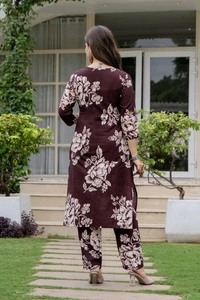 PRISCA Women Pure Cotton Kurta Pant Set - L