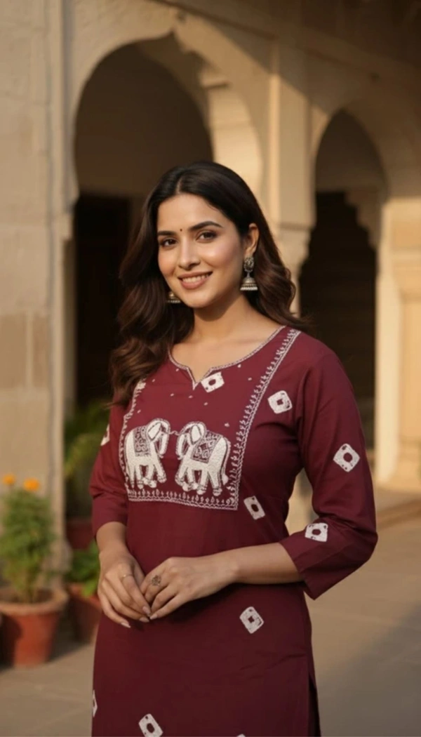 Samdwaal's Women Cotton Blend Kurti Palazzo Set - XL