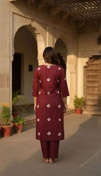 Samdwaal's Women Cotton Blend Kurti Palazzo Set - XL