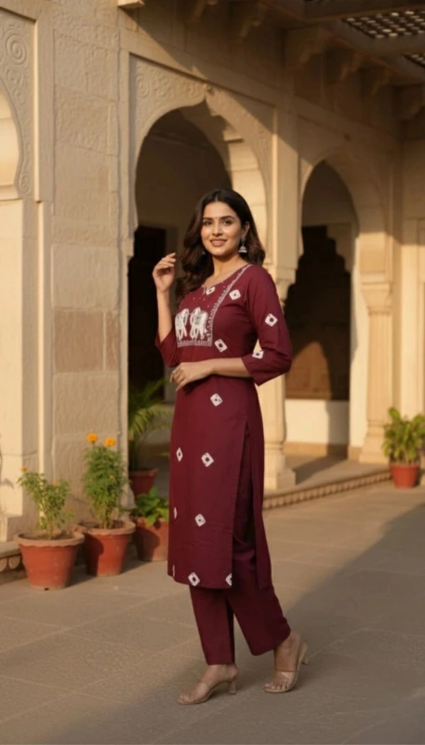 Samdwaal's Women Cotton Blend Kurti Palazzo Set - XL