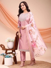 AYUKTA INTERNATIONAL
Women Art Silk Kurti Pant Dupatta Set - 3XL