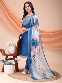 AYUKTA INTERNATIONAL
Women Art Silk Kurti Pant Dupatta Set - 3XL